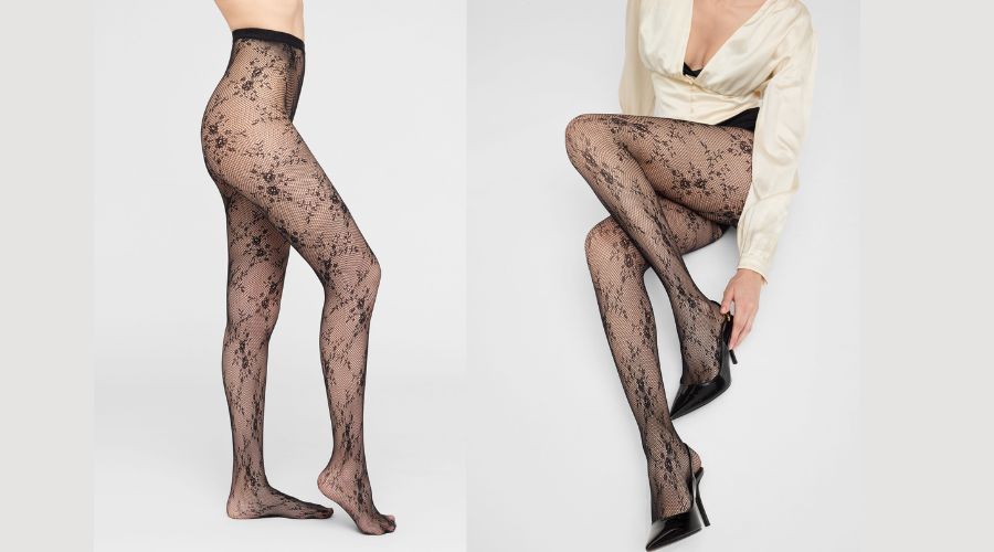 Strumpfhose aus floraler Spitze Feminine Eleganz
